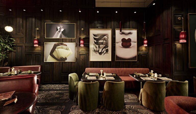 Elegant event venue interior with rich wood paneling, velvet seating, and intimate lighting ideal for private event and functions venue celebrations